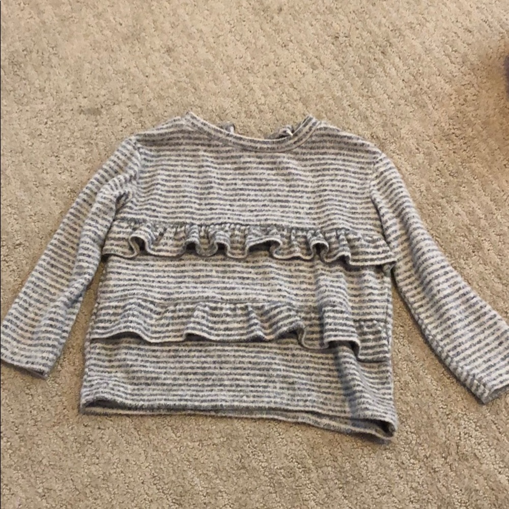 Zara Light Pink and Gray Stripe Knit 🧶 Top